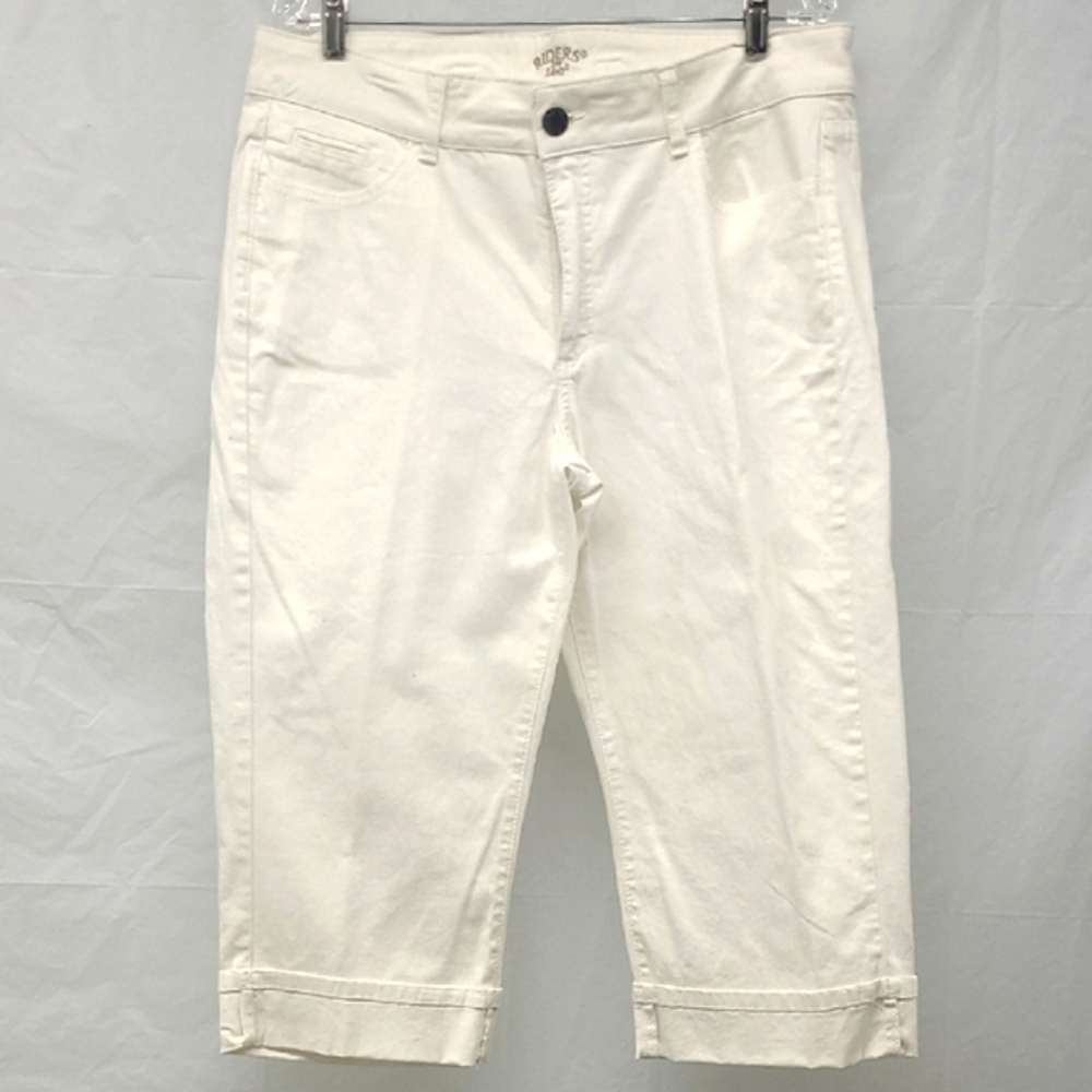 White Cuffed Capri Denim Pants Coastal Cowgirl Lee Riders Stretch